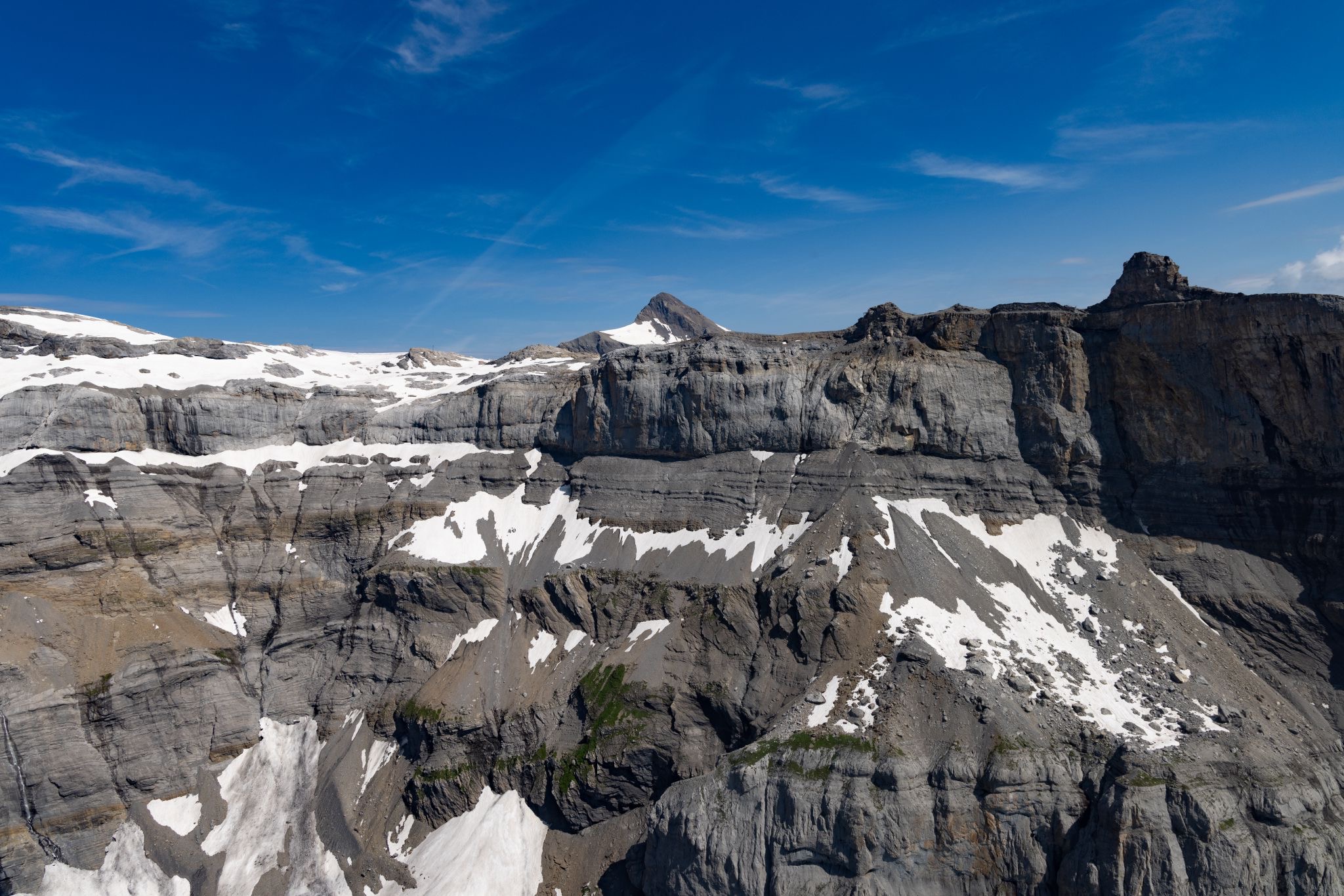 Vue aérienne de la Quille du Diable, Glacier 3000